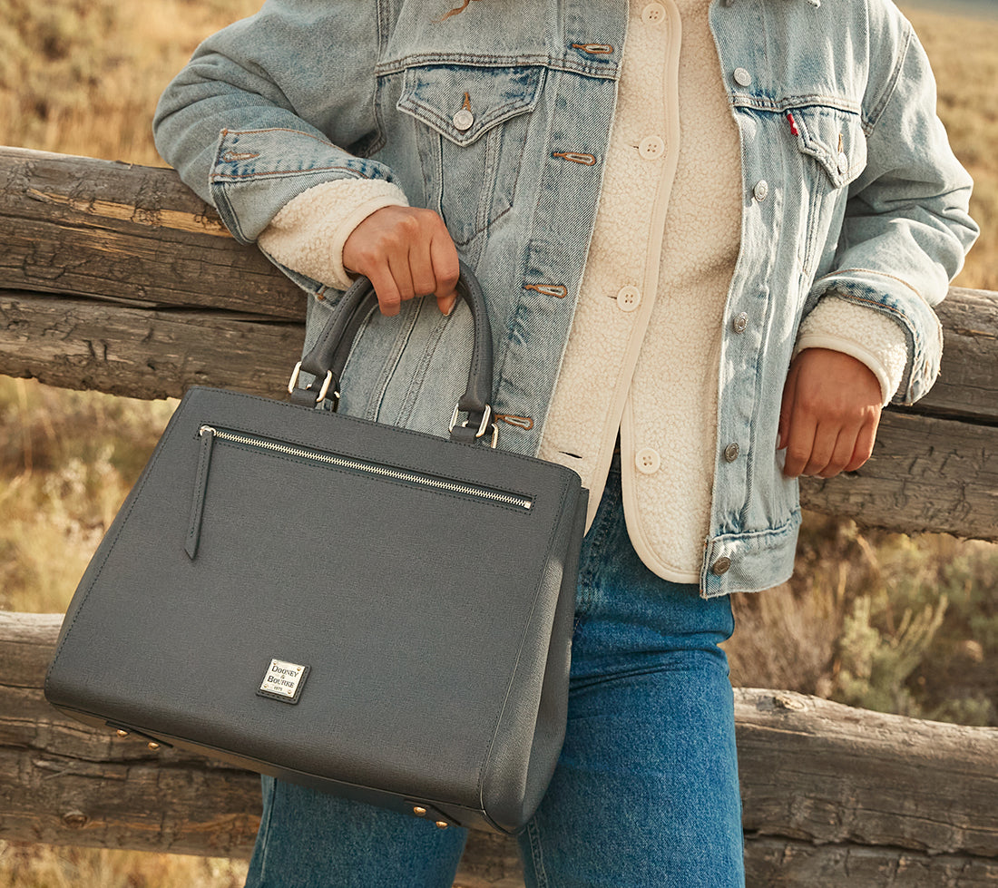 Saffiano Zip Satchel