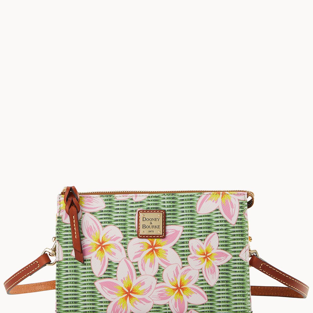 Borsa A Sacco Dooney & Bourke Plumeria - Celeste E Bianca, Cotone Rivestito, Zip