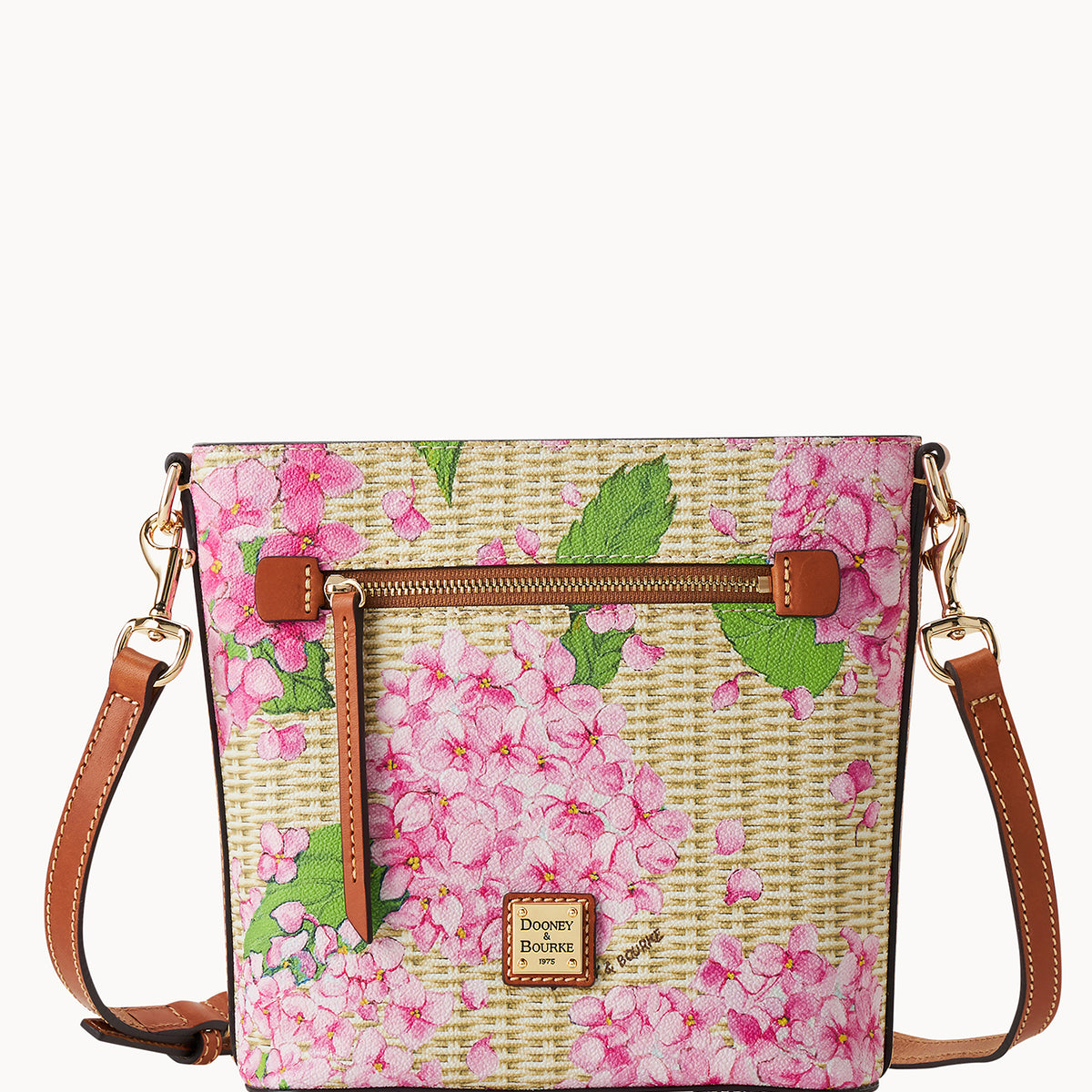 New Dooney & Bourke Small Coated Cotton Pink Hydrangea Backback Dooney & Bourke Hydrangea Basketweave Small Zip Crossbody  main image 4