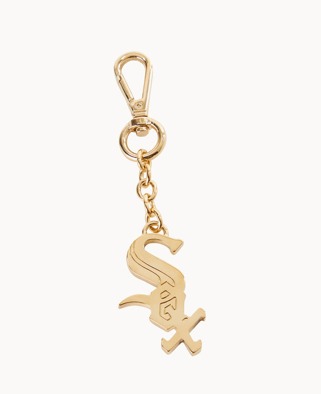A gold keychain featuring the stylized Sox logo of the Chicago White Sox, attached to a gold clasp.