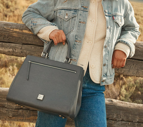 Saffiano Zip Satchel 