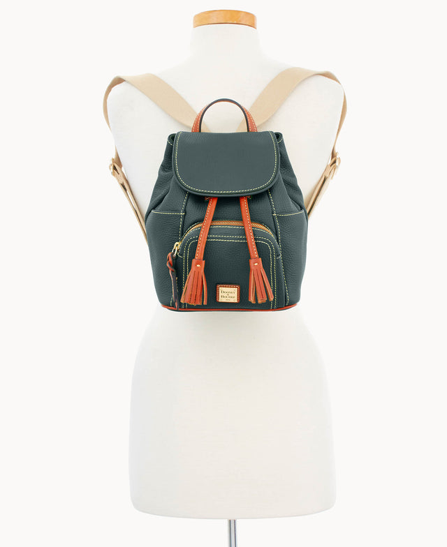 dooney and burke all leather backpack Dooney & Bourke Pebble Grain Small Murphy Backpack Black/Tan