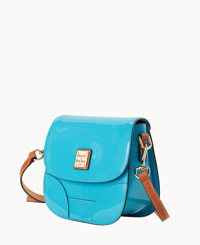 Dooney & Bourke Women's Patent Saddle Bag in Sky, Leather