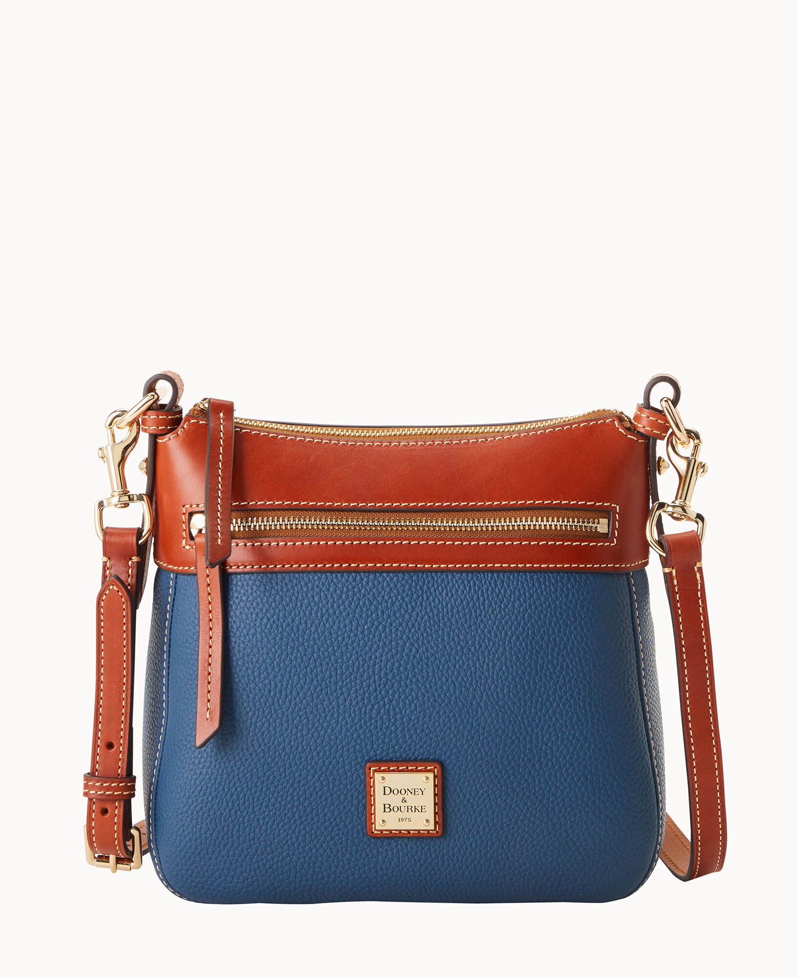 Dooney & Bourke Borsa A Tracolla In Pelle Pebble Grain, Zip, Blu Notte