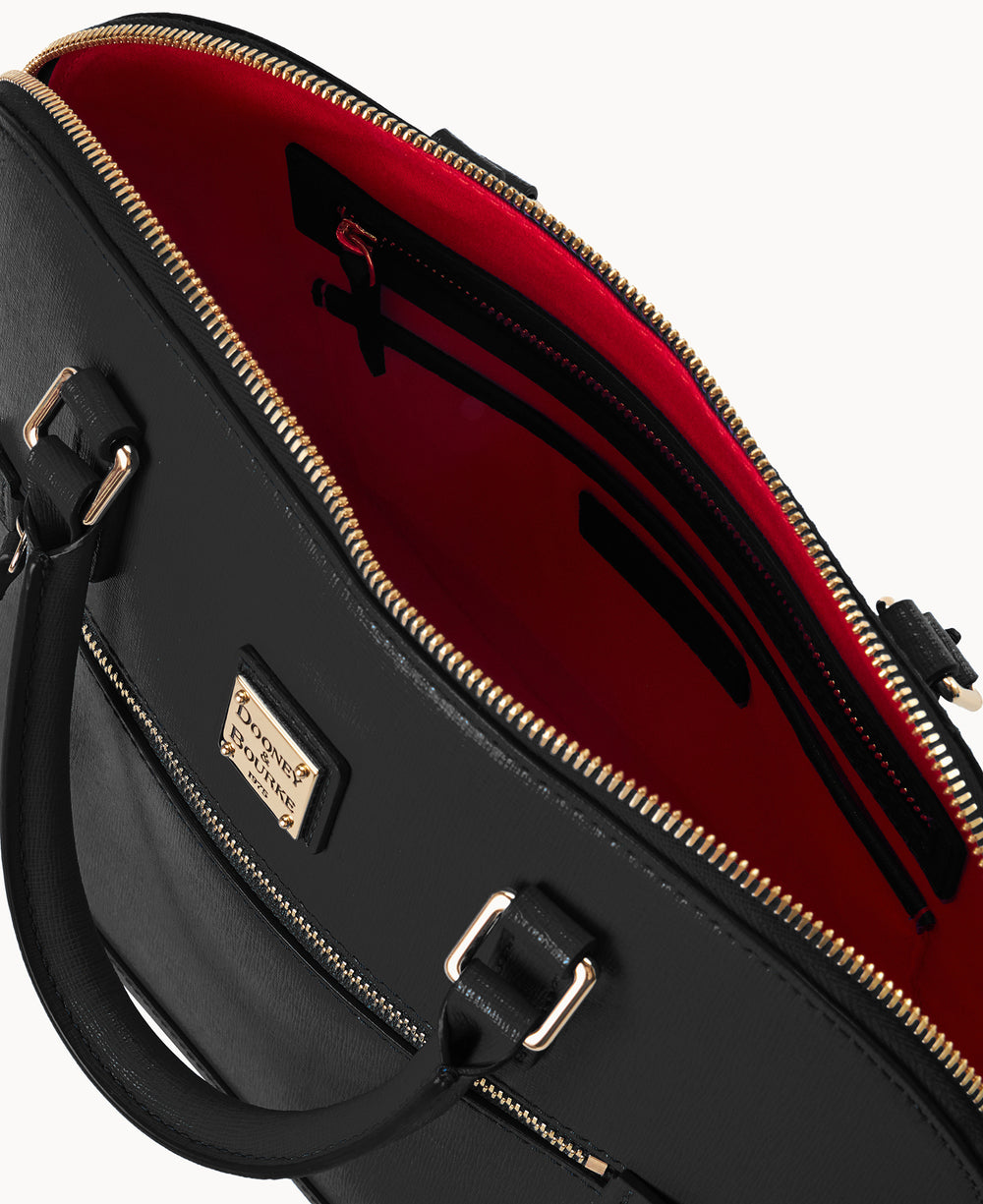 Saffiano Domed Zip Satchel