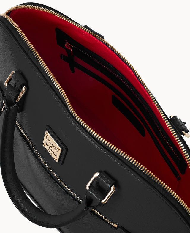 Saffiano Domed Zip Satchel
