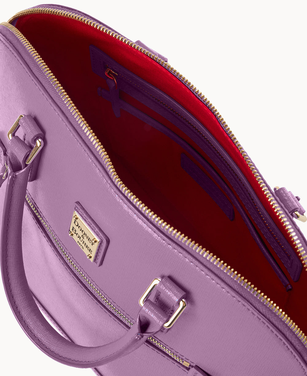 Saffiano Domed Zip Satchel