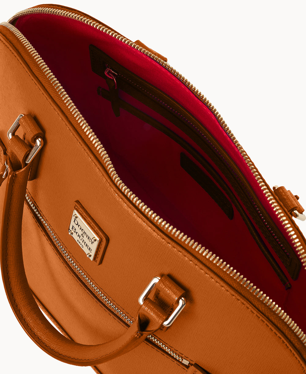 Saffiano Domed Zip Satchel