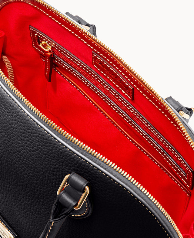 Dooney & Bourke Women's Zip Zip Satchel in Pebble Grain Leather, Large Handbag with Adjustable & Detachable Shoulder Strap, Black Dooney & Bourke Women's Zip Zip Satchel in Pebble Grain Leather, Large Handbag with Adjustable & Detachable Shoulder Strap, Black