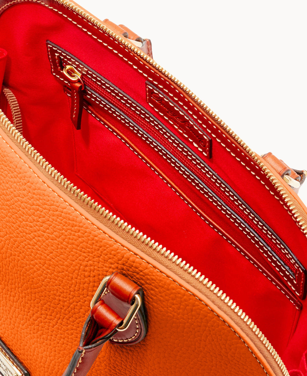 Pebble Grain Zip Zip Satchel