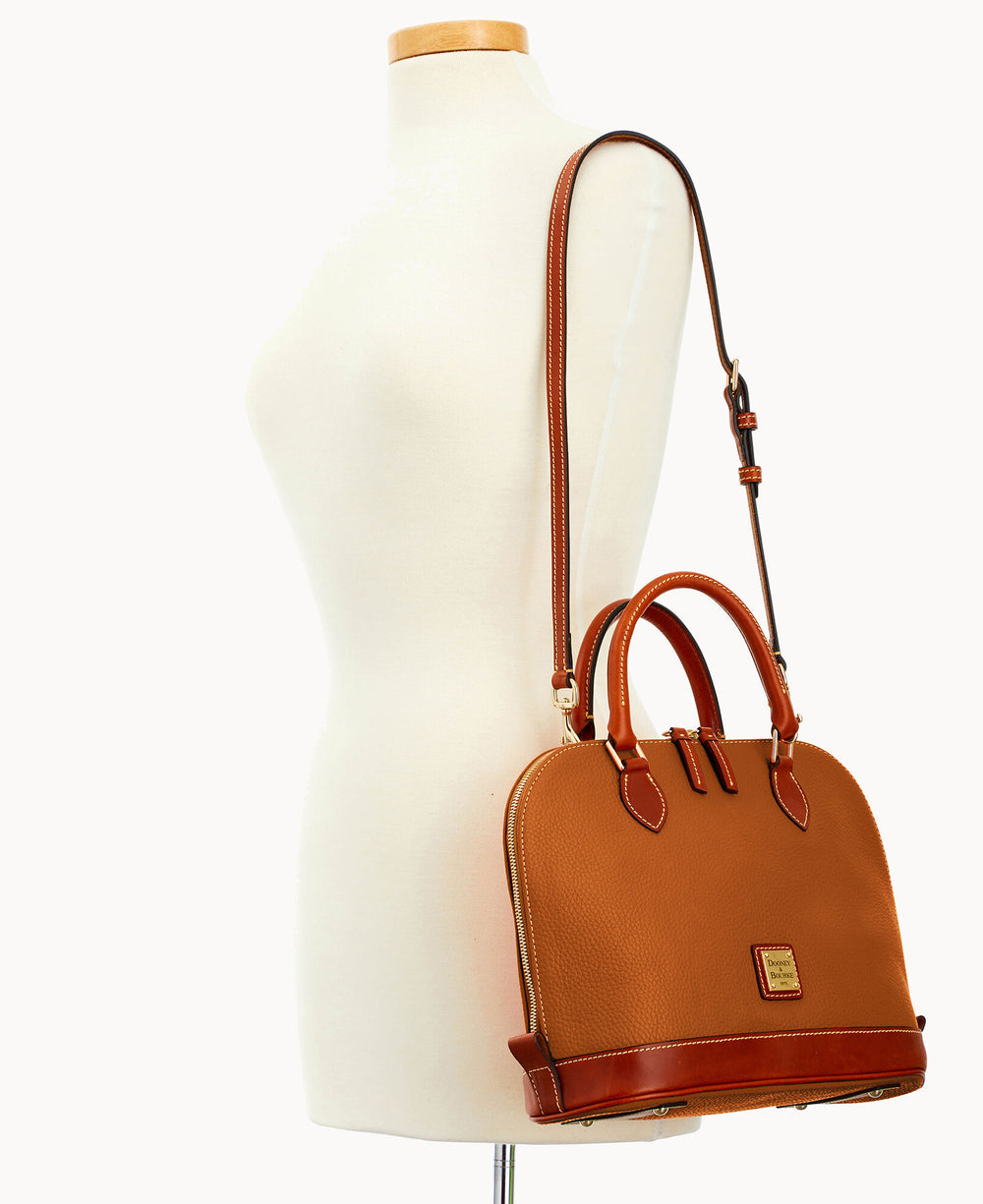 Pebble Grain Zip Zip Satchel