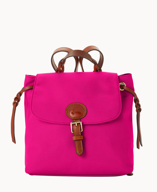 Dooney & Bourke Women's Nylon Flap Fabric Backpack in Fuchsia