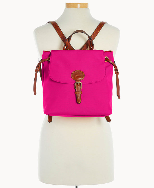 Dooney & Bourke Women's Nylon Flap Fabric Backpack in Fuchsia