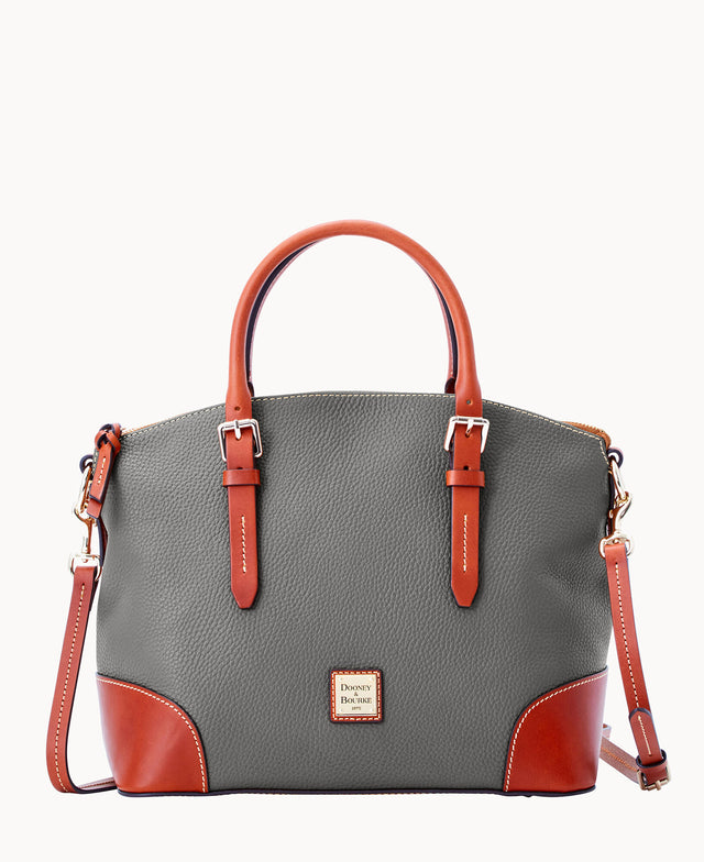 Dooney & Bourke Women's Domed Satchel in Pebble Grain Leather, Large Handbag with Adjustable & Detachable Shoulder Strap Dooney & Bourke Women's Domed Satchel in Pebble Grain Leather, Large Handbag with Adjustable & Detachable Shoulder Strap