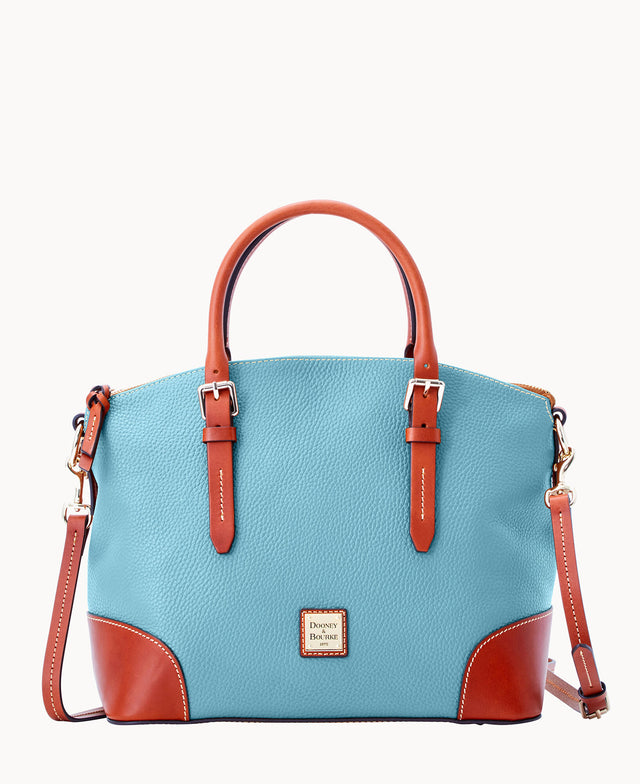 Dooney & Bourke Women's Pebble Grain Domed Leather Satchel Bag in Caribbean Blue