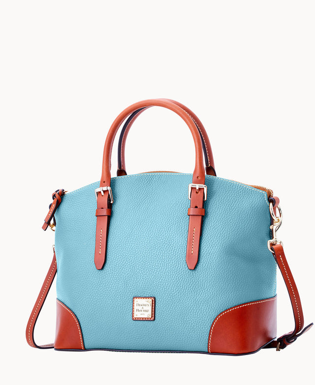 Dooney & Bourke Women's Pebble Grain Domed Leather Satchel Bag in Caribbean Blue