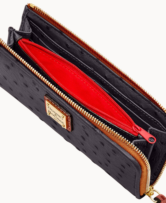Ostrich Zip Clutch