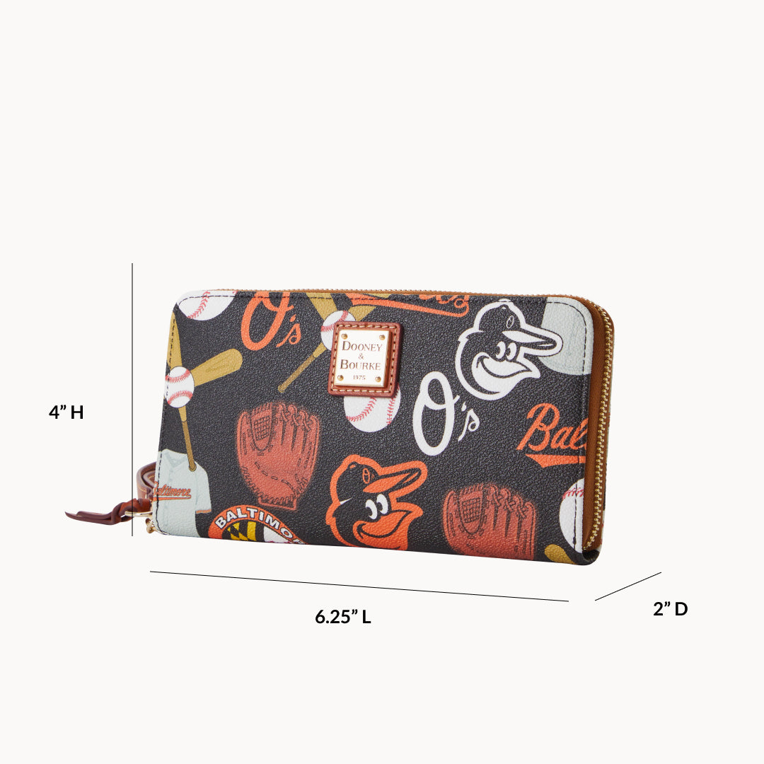 MLB Orioles Large Zip Around Wristlet – Dooney & Bourke
