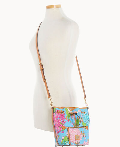 Hydrangea Monogram Small Drawstring Crossbody