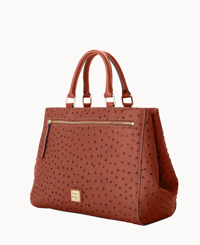 Ostrich Zip Satchel