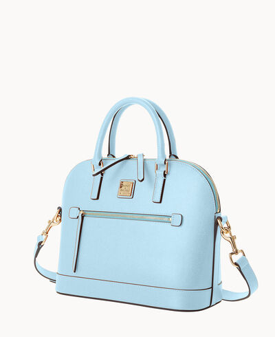 Saffiano Domed Zip Satchel