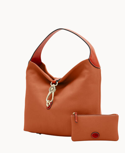 Pebble Grain Logo Lock Shoulder Bag