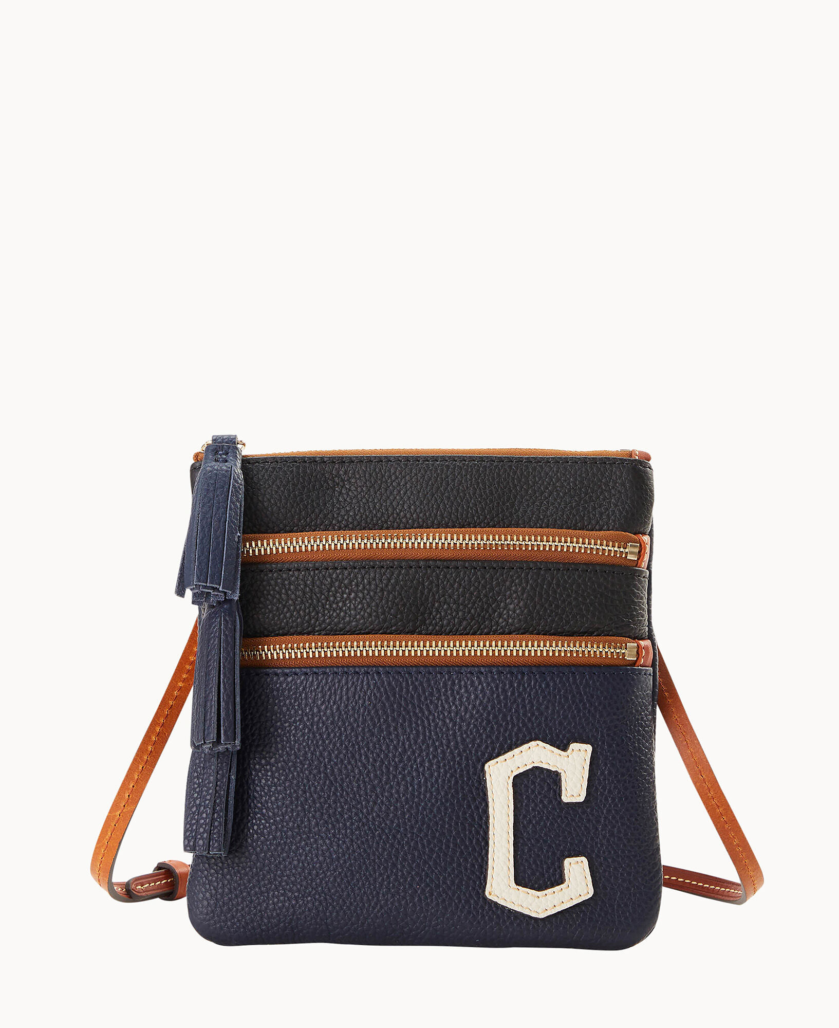 Triple zipper online crossbody bag