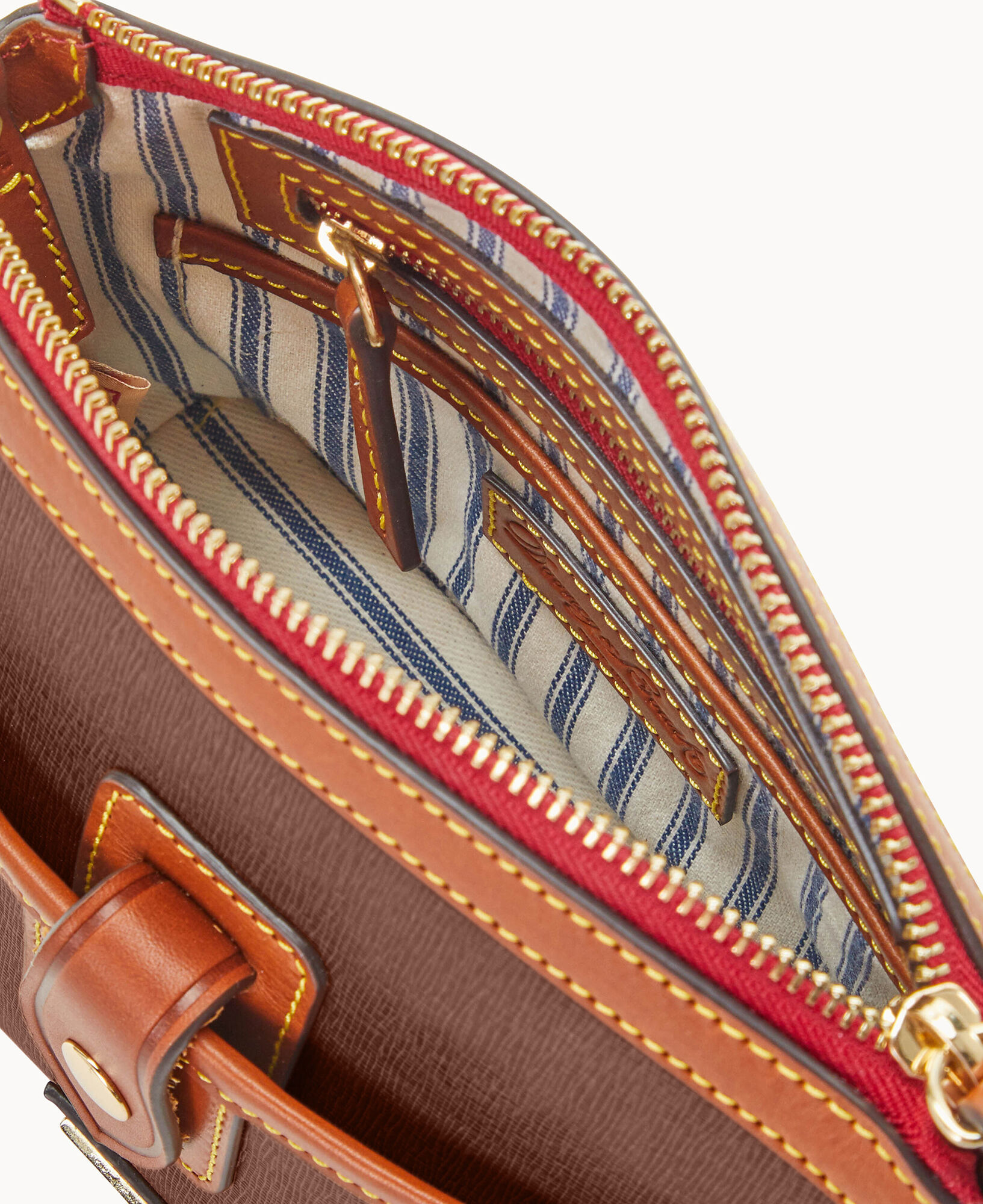 Camden saffiano shop flap crossbody