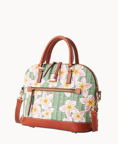 Plumeria Domed Zip Satchel