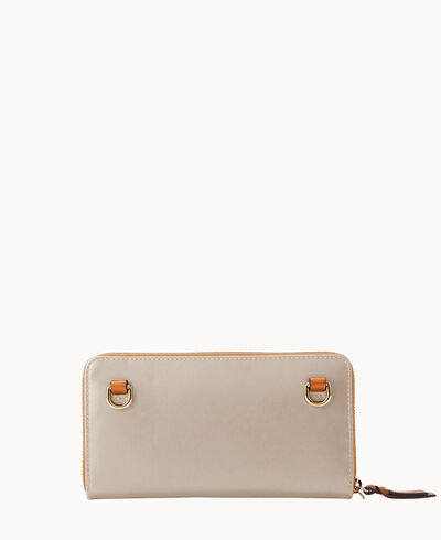 Wexford Leather Large Zip Around Wristlet Crossbody
