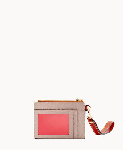 Pebble Grain Top Zip Card Case Wristlet