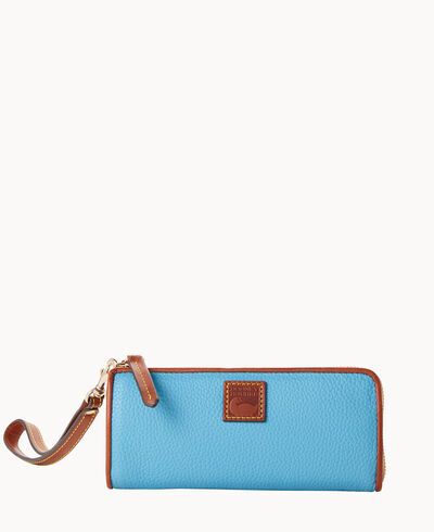 Pebble Grain Zip Clutch Wristlet