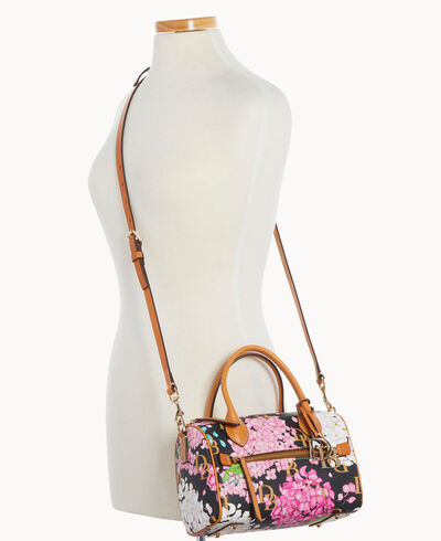 Hydrangea Monogram Barrel Satchel