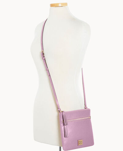 Saffiano Double Zip Tassel Crossbody