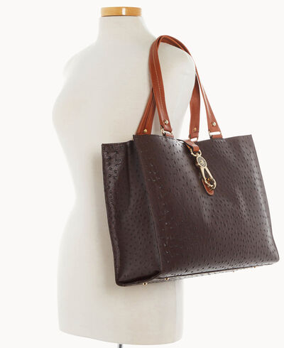 Ostrich Large Logo Lock Tote
