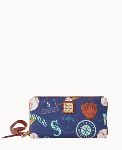 MLB Mariners Large Zip Around Wristlet