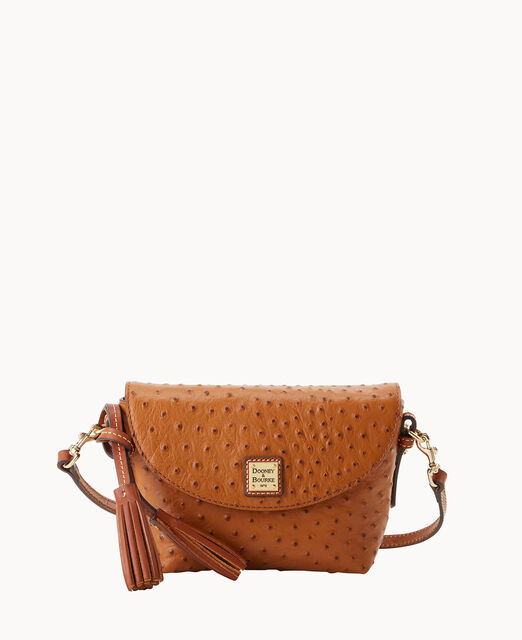 Ostrich Crossbody Saddle Bag