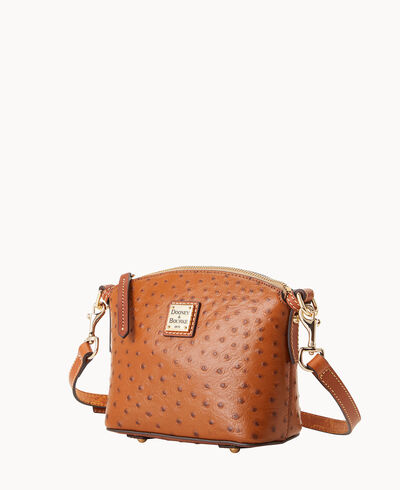 Ostrich Mini Domed Crossbody