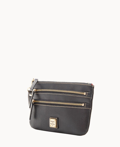 Saffiano Triple Zip Wristlet