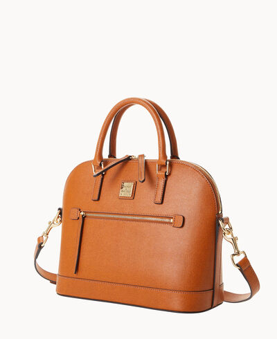 Saffiano Domed Zip Satchel