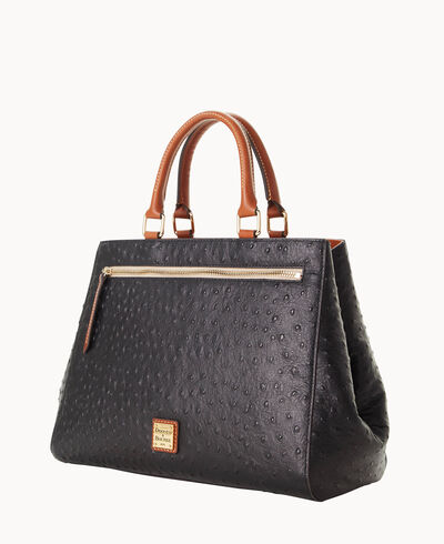 Ostrich Zip Satchel