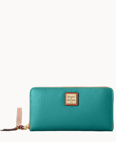 Pebble Grain Large Zip Around Wristlet