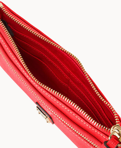 Saffiano Double Zip Wristlet