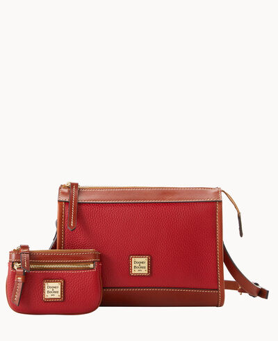 Pebble Grain Zip Crossbody With Small Coin Case