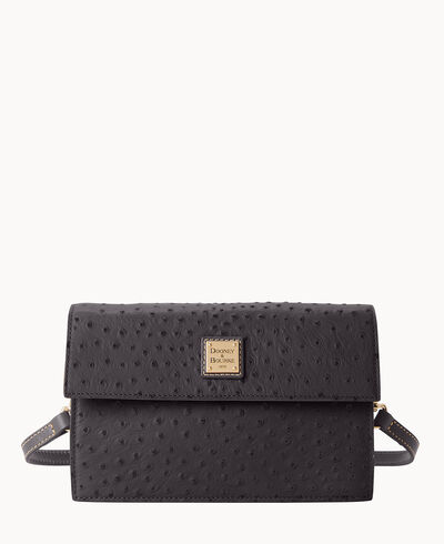 Ostrich East West Flap Shoulder Bag