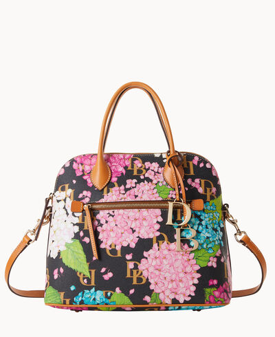 Hydrangea Monogram Large Domed Satchel