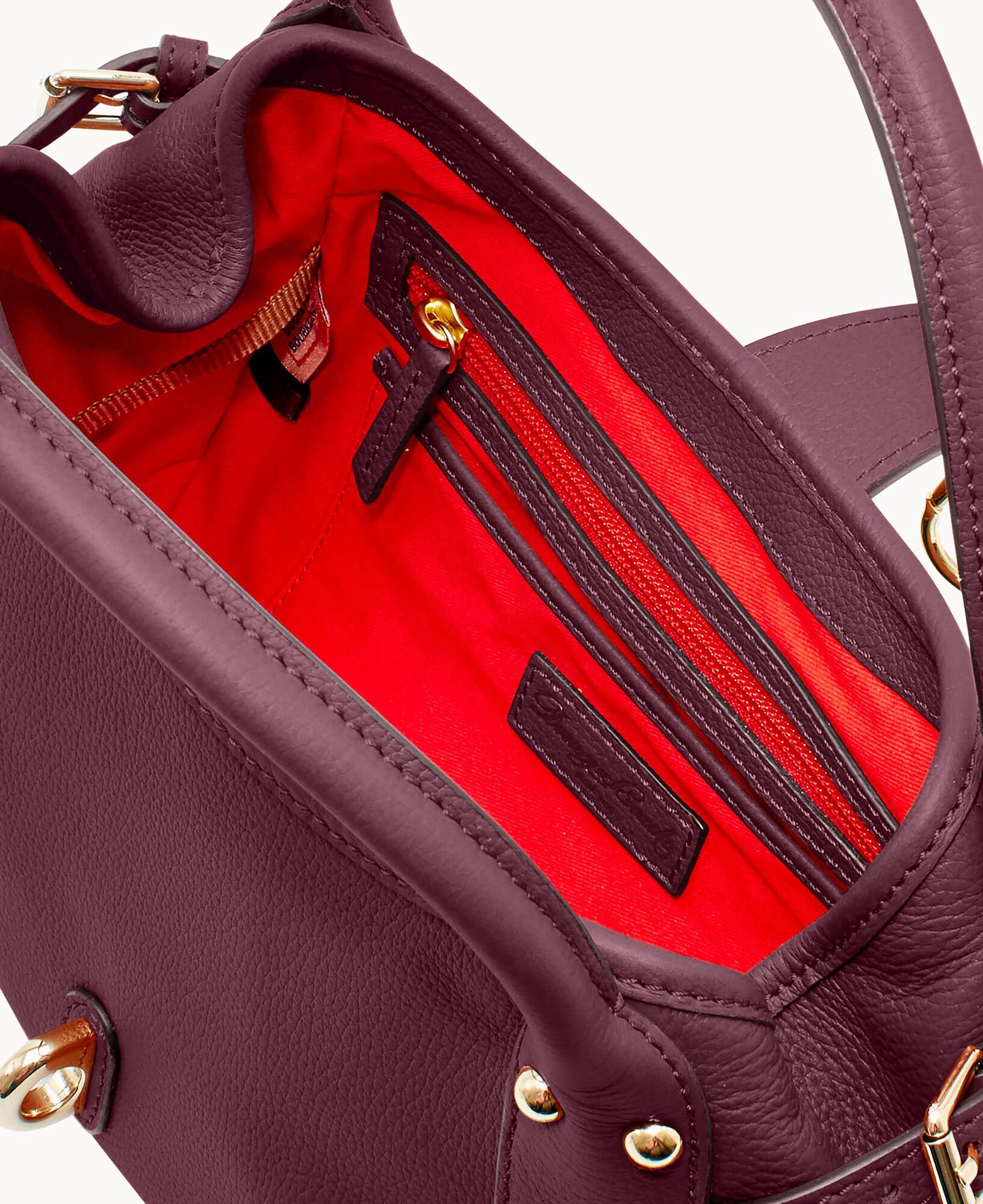Dooney & bourke belvedere leather medium logo lock satchel online