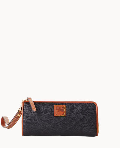 Pebble Grain Zip Clutch Wristlet