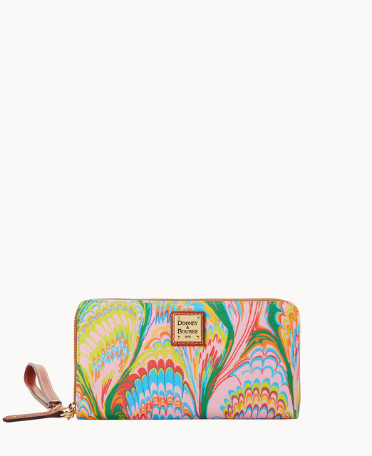 Plumes Large Zip Around Wristlet