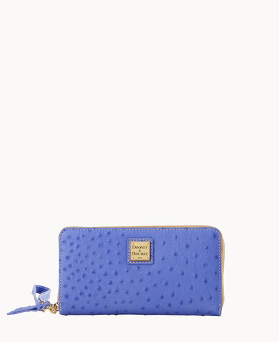 Ostrich Large Zip Around Wristlet
